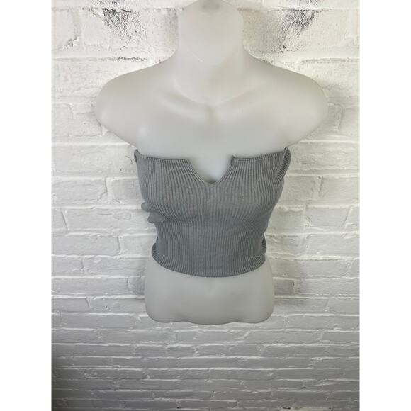 Superdown Women's Sculpt Knit Sweetheart-Neck Tube Top Stretch Gray Size XS - Picture 2 of 6
